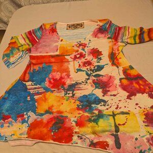 Amma Designs Tie Dye Tunic/Shirt Dress Womens XL Made in LA Multicolor Pullover